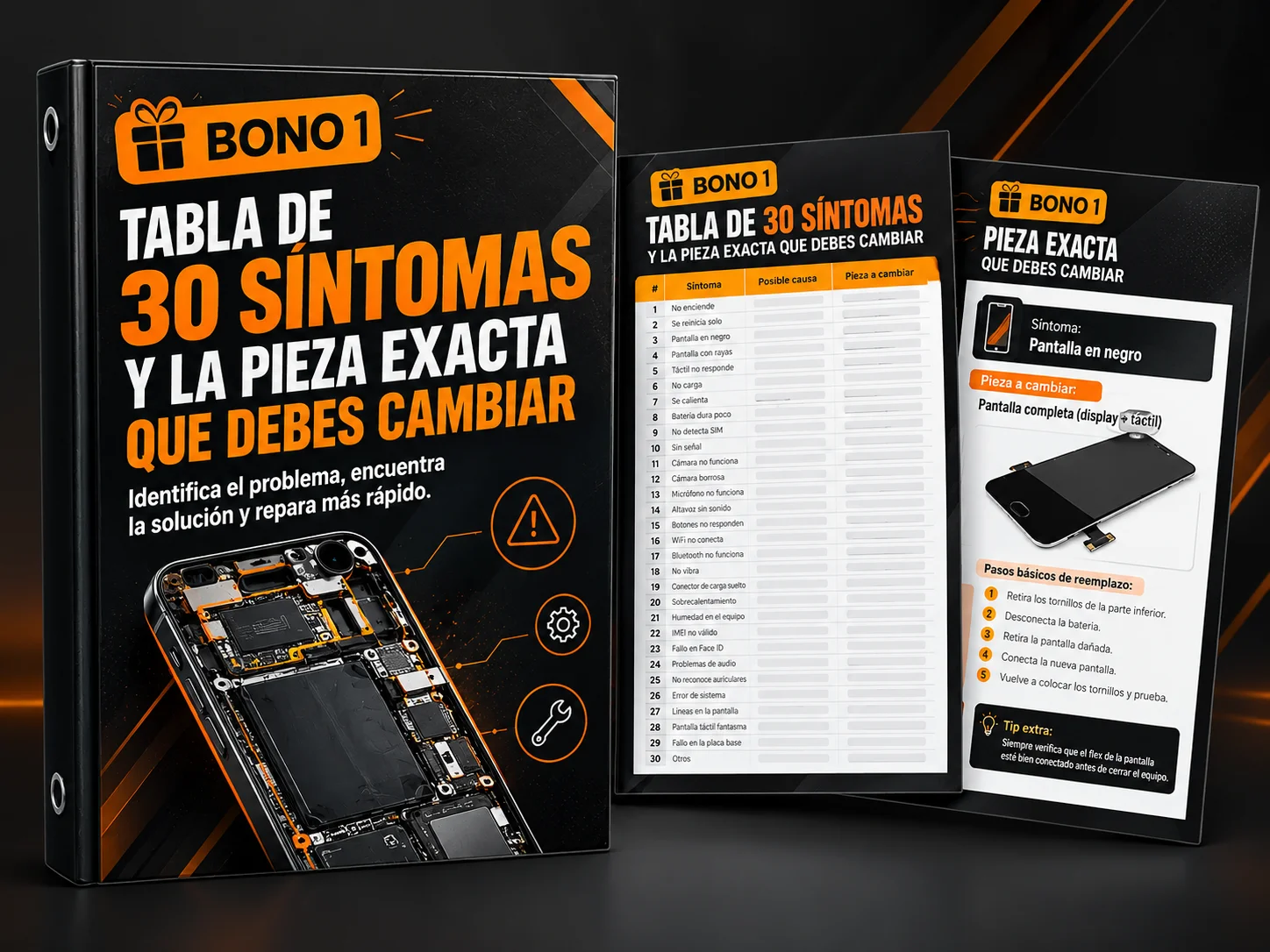 Mockup del Bono 1: Tabla de 30 síntomas y la pieza exacta que debes cambiar